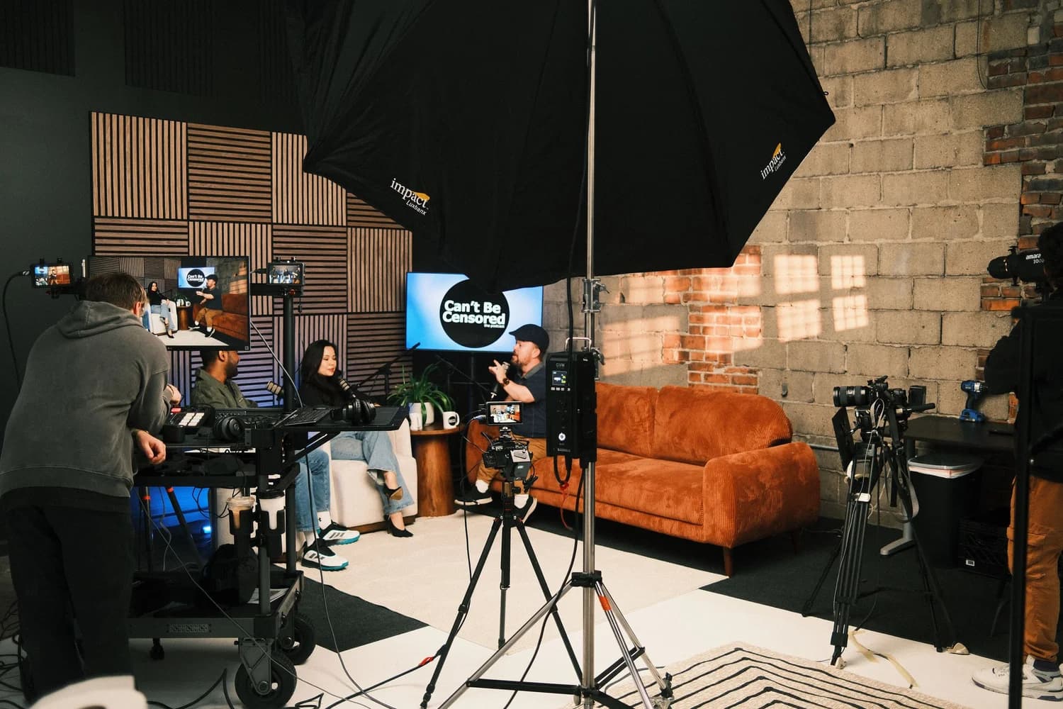 A podcast being filmed at Studio Bennu